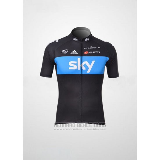 2012 Fahrradbekleidung Sky Shwarz und Azurblau Trikot Kurzarm und Tragerhose - zum Schließen ins Bild klicken